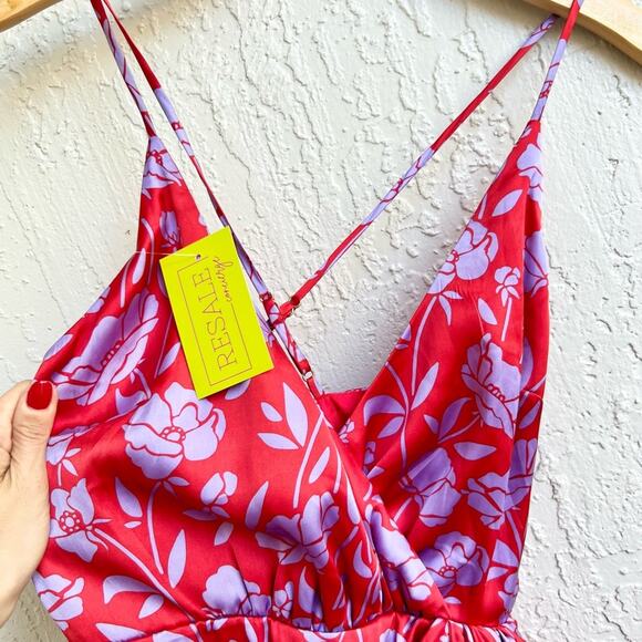 Lovers + Friends Kamala patterned mini red an lilac mini dress xs - Picture 4 of 10